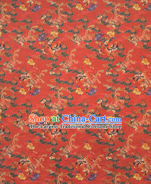 China Classical Phoenix Peony Pattern Silk Fabric Traditional Cheongsam Red Brocade Gambiered Guangdong Gauze