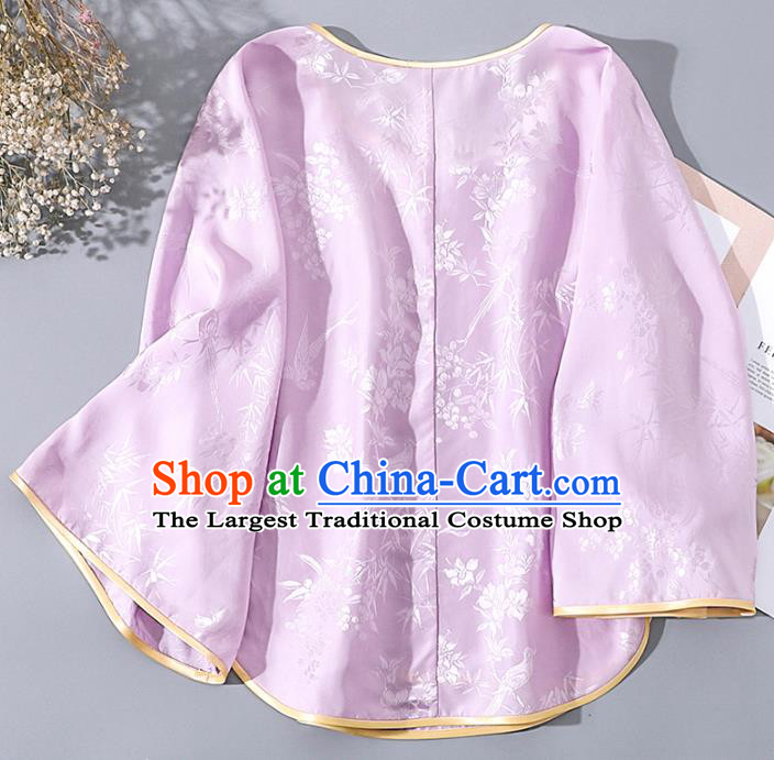China Tang Suit Upper Outer Garment Traditional Cheongsam Pink Silk Shirt