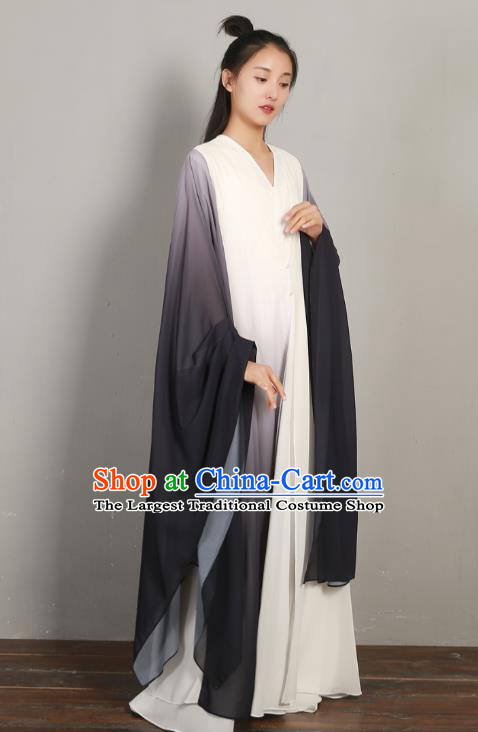 Asian Chinese Traditional Tang Suit Black Chiffon Dress National Young Lady Clothing Classical Three Pieces Costumes