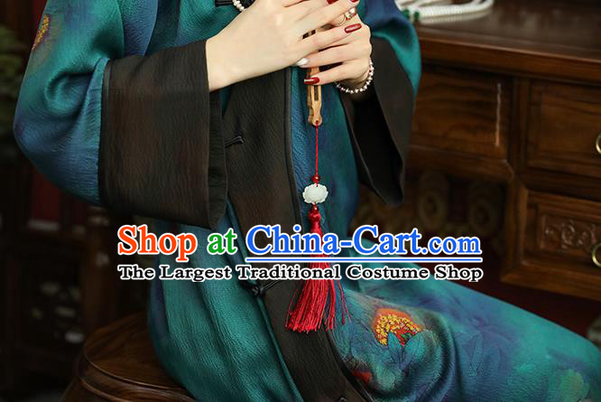 Asian Chinese Traditional Young Beauty Silk Qipao Dress Blue Gambiered Guangdong Gauze Classical Cheongsam
