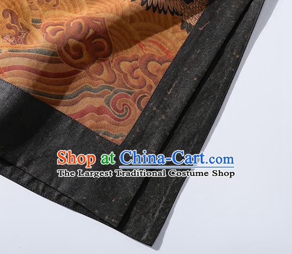 Asian Chinese Classical Wave Pattern Cheongsam Clothing Traditional Ginger Silk Qipao Dress