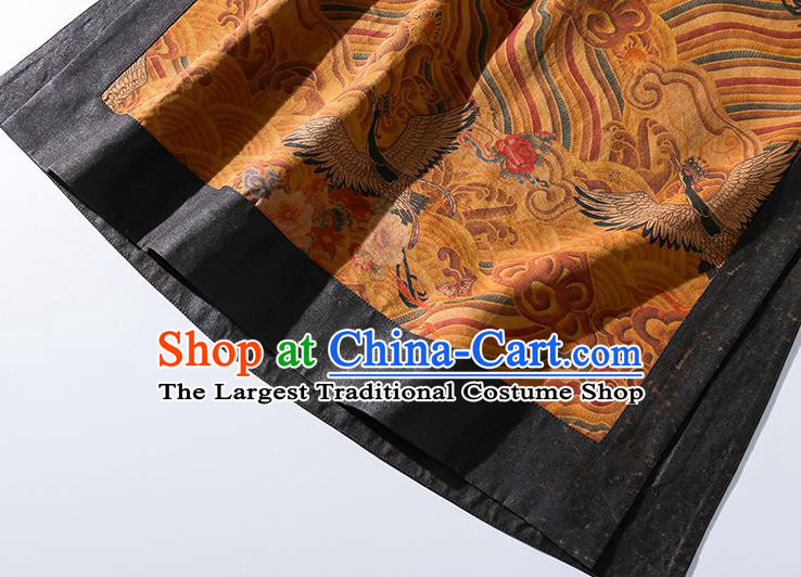 Asian Chinese Classical Wave Pattern Cheongsam Clothing Traditional Ginger Silk Qipao Dress