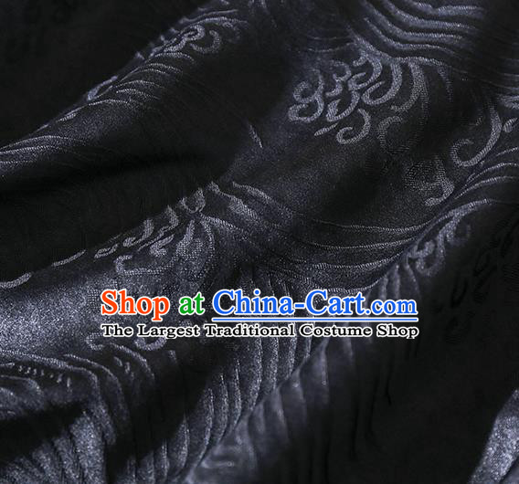 China Traditional Tang Suit Upper Outer Garment Classical Hand Painting Peony Black Silk Blouse