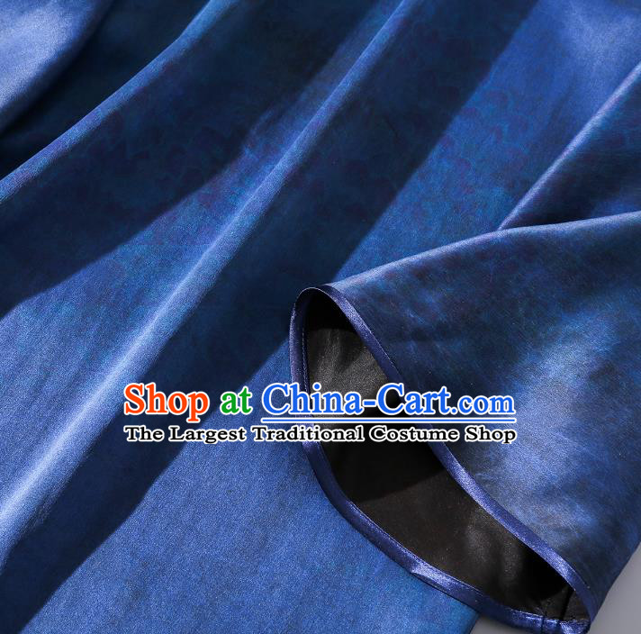 Asian Chinese Classical Wide Sleeve Cheongsam Traditional Blue Silk Long Qipao Dress Clothing