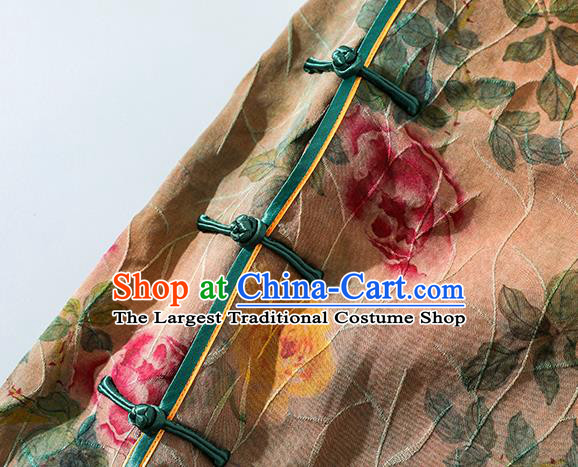 Asian Chinese Classical Silk Cheongsam National Shanghai Beauty Clothing Traditional Ginger Qipao Dress