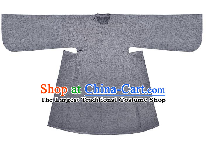 Chinese Traditional Ming Dynasty Historical Clothing Ancient Swordsman Grey Hanfu Robe