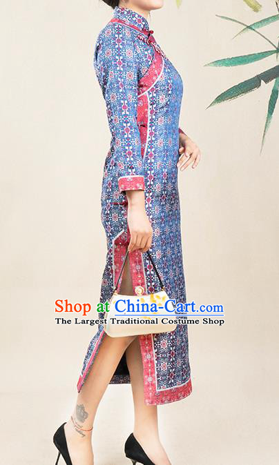 Asian Chinese Traditional Bride Mother Song Brocade Qipao Dress Classical Elderly Woman Cheongsam Costume