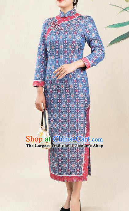 Asian Chinese Traditional Bride Mother Song Brocade Qipao Dress Classical Elderly Woman Cheongsam Costume