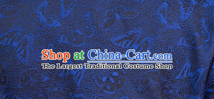 Asian Chinese Traditional Young Lady Brocade Qipao Dress Classical Navy Silk Short Cheongsam Costume