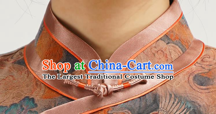 Asian Chinese Classical Young Lady Silk Cheongsam Costume Traditional Stage Performance Qipao Dress