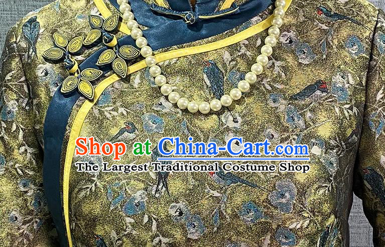 Asian Chinese Traditional Dance Stage Performance Qipao Dress Classical Noble Mistress Silk Cheongsam Costume