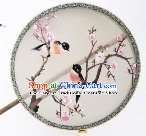China Suzhou Embroidery Peach Blossom Fan Traditional Hanfu Circular Palace Fan Classical Double Side Silk Fan