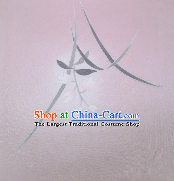 Asian Japanese Yukata Hand Painting Flowers Tapestry Traditional Silk Fabric Japan Kimono Pink Brocade Material