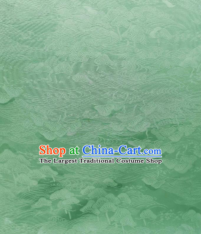 Asian Japan Traditional Iromuji Kimono Brocade Material Japanese Jacquard Green Fabric