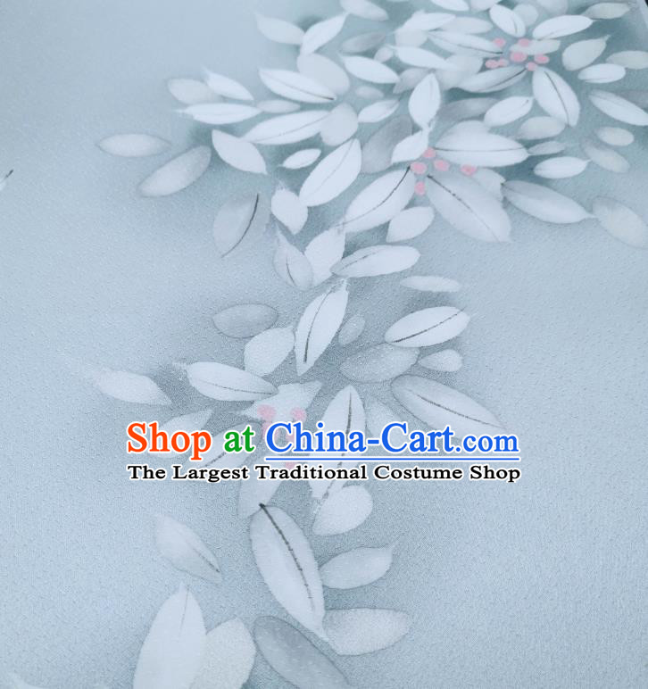 Asian Traditional Japanese Yukata Brocade Tapestry Japan Classical Kimono Light Blue Silk Fabric
