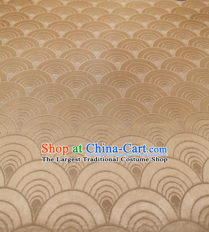 Asian Traditional Japanese Yukata Golden Brocade Tapestry Japan Classical Sea Wave Pattern Kimono Silk Fabric