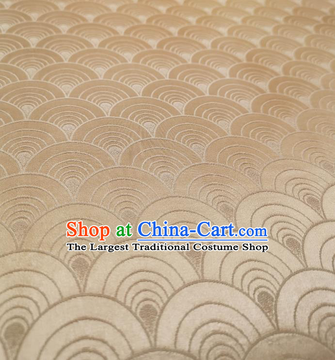 Asian Traditional Japanese Yukata Golden Brocade Tapestry Japan Classical Sea Wave Pattern Kimono Silk Fabric