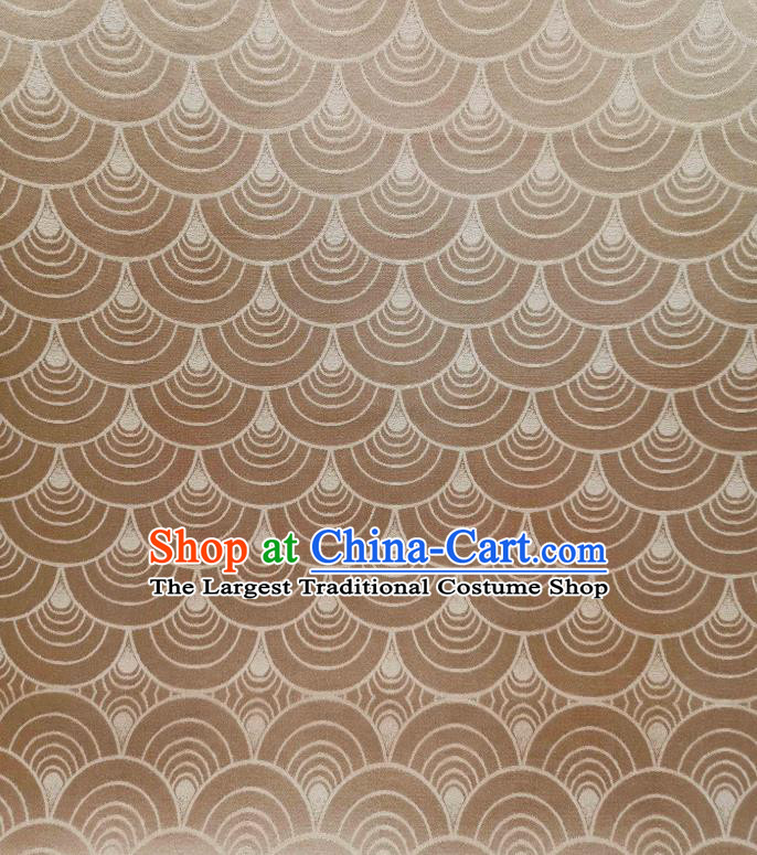 Asian Traditional Japanese Yukata Golden Brocade Tapestry Japan Classical Sea Wave Pattern Kimono Silk Fabric