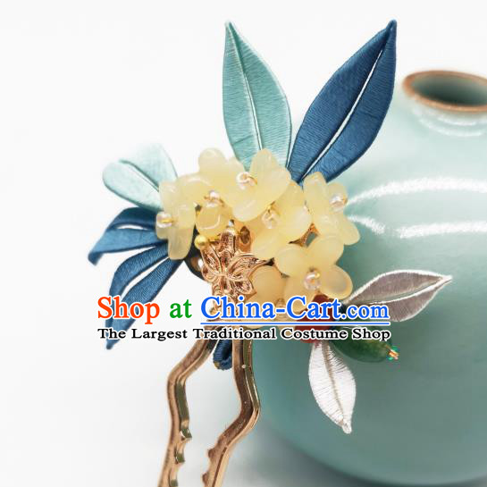 Chinese Traditional Ming Dynasty Hair Stick Handmade Hanfu Hair Accessories Ancient Young Beauty Osmanthus Hairpin