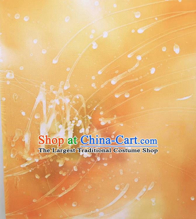 Traditional Japanese Yukata Damask Asian Japan Orange Brocade Tapestry Classical Kimono Silk Fabric