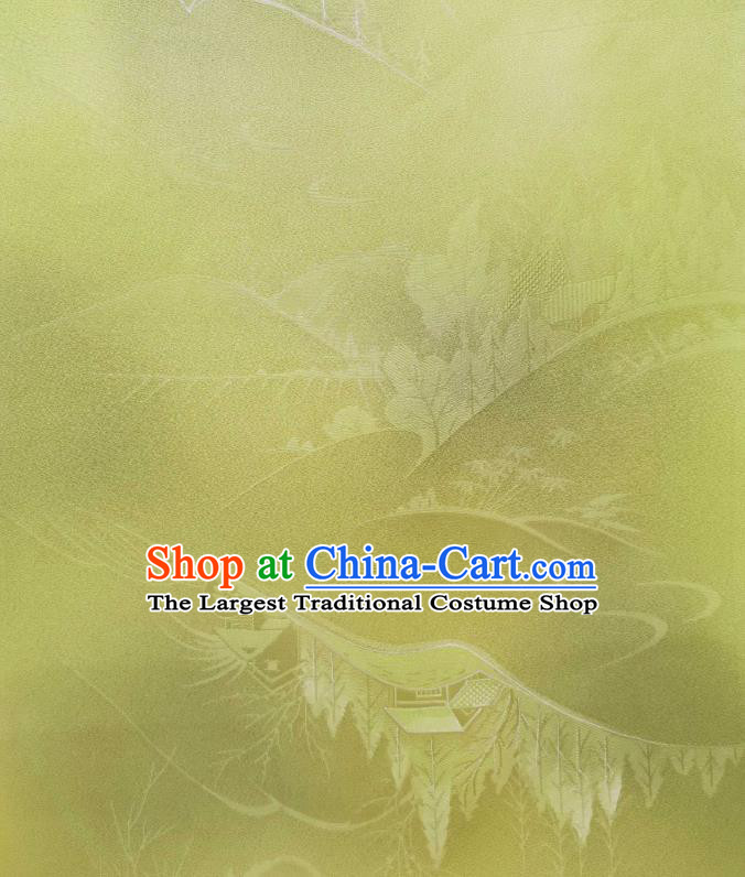 Asian Japan Light Green Brocade Japanese Classical Kimono Silk Fabric