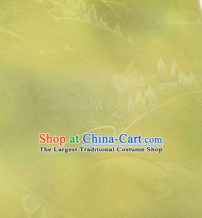 Asian Japan Light Green Brocade Japanese Classical Kimono Silk Fabric