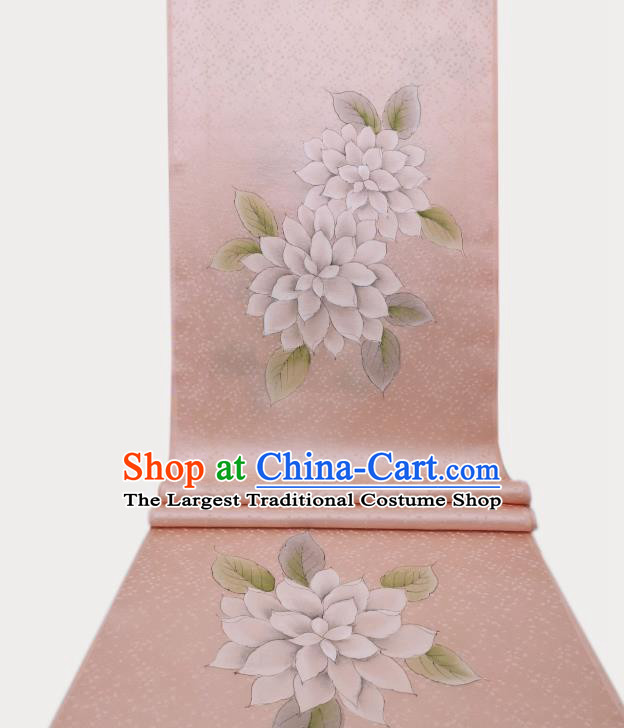 Asian Traditional Japanese Printing Pink Brocade Tapestry Japan Classical Kimono Silk Fabric