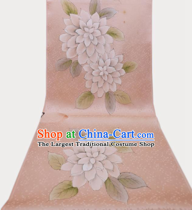 Asian Traditional Japanese Printing Pink Brocade Tapestry Japan Classical Kimono Silk Fabric