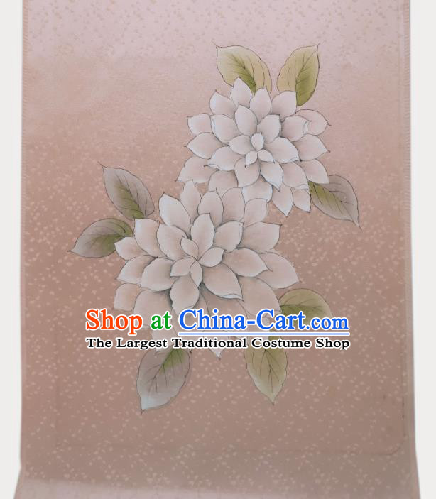 Asian Traditional Japanese Printing Pink Brocade Tapestry Japan Classical Kimono Silk Fabric
