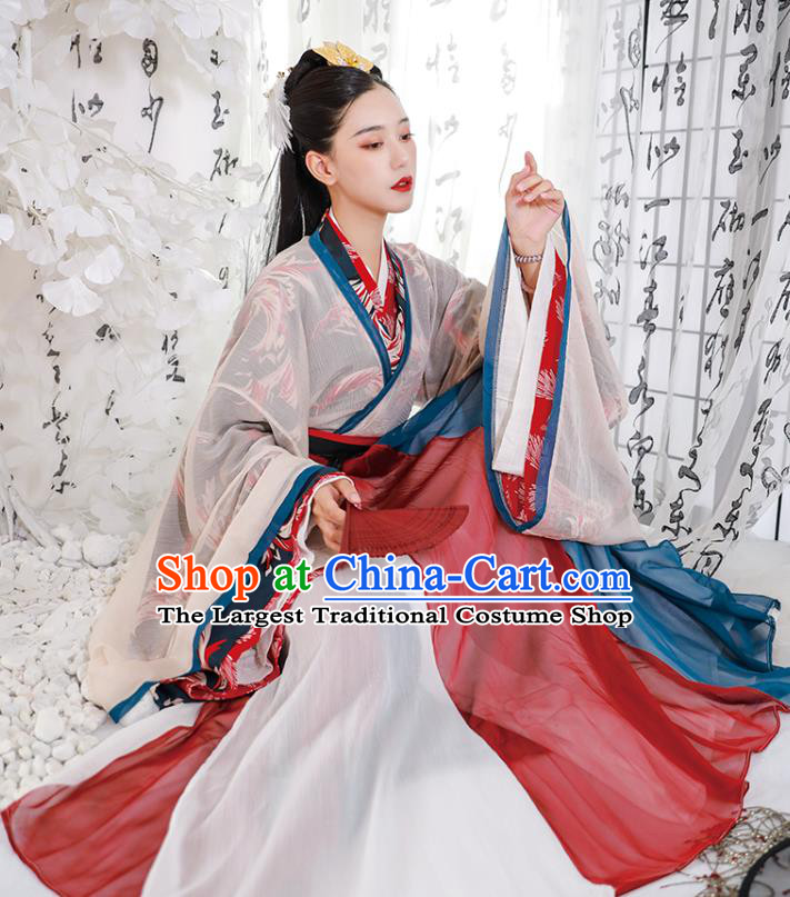 Traditional China Jin Dynasty Palace Lady Costumes Ancient Fairy Princess Hanfu Dress Clothing Full Set