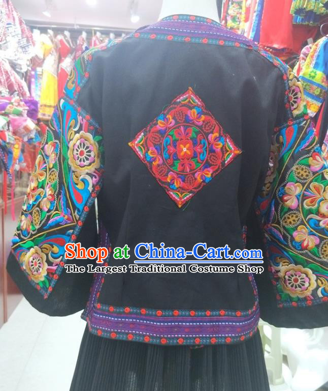 Chinese Hmong Ethnic Woman Costumes Traditional Guizhou Miao National Minority Folk Dance Clothing