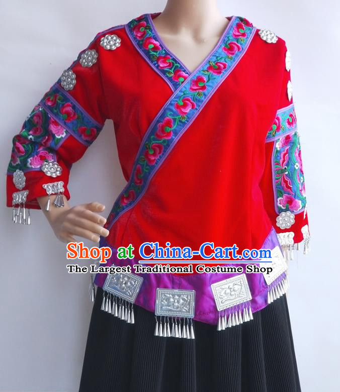 Chinese Guizhou Miao Ethnic Stage Performance Costumes Traditional Miao National Minority Woman Dance Clothing