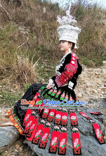 Chinese Guizhou Hmong Ethnic Stage Performance Costumes Traditional Miao National Minority Wedding Bride Clothing