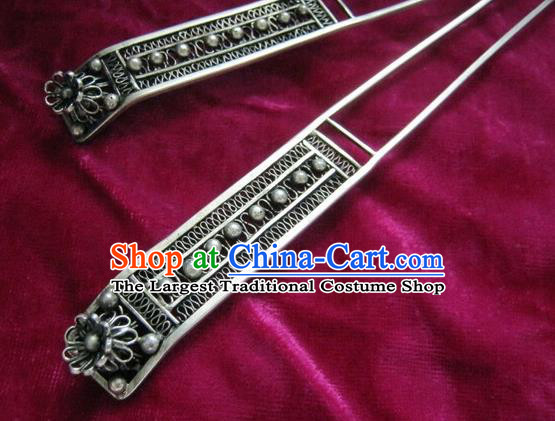 China Guizhou Miao Nationality Woman Hair Stick Traditional Hmong Ethnic Hairpin Silver Hair Accessories