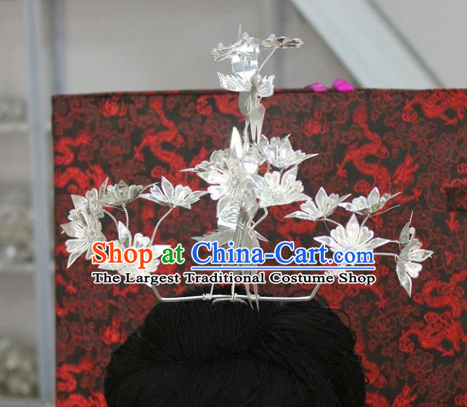 China Traditional Hair Accessories Hmong Ethnic Phoenix Hair Crown Guizhou Miao Nationality Silver Headwear