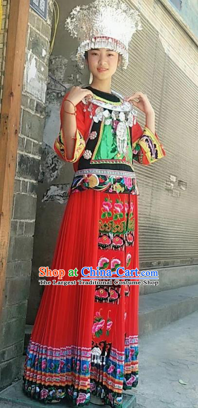 Chinese Guizhou Ethnic Stage Performance Costumes Traditional Miao National Minority Wedding Bride Clothing