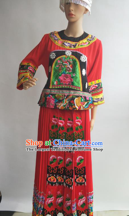 Chinese Guizhou Ethnic Stage Performance Costumes Traditional Miao National Minority Wedding Bride Clothing
