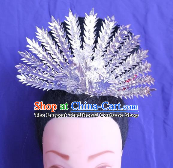China Guizhou Miao Nationality Hairpin Traditional Bride Hair Accessories Hmong Ethnic Silver Phoenix Hair Crown