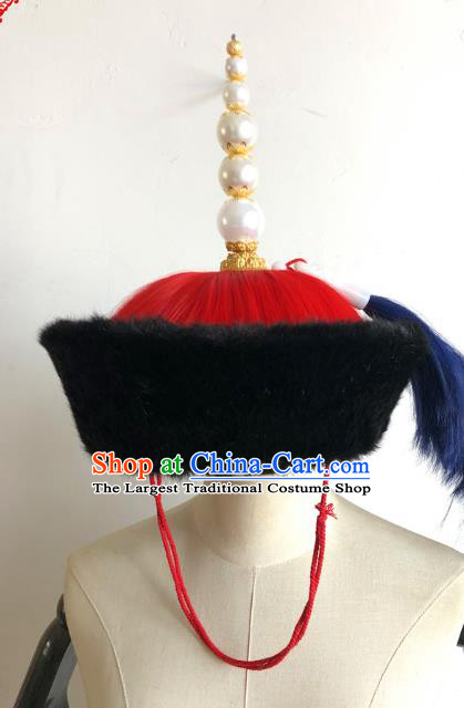 China Traditional Qing Dynasty Emperor Hat Ancient Royal Highness Headwear