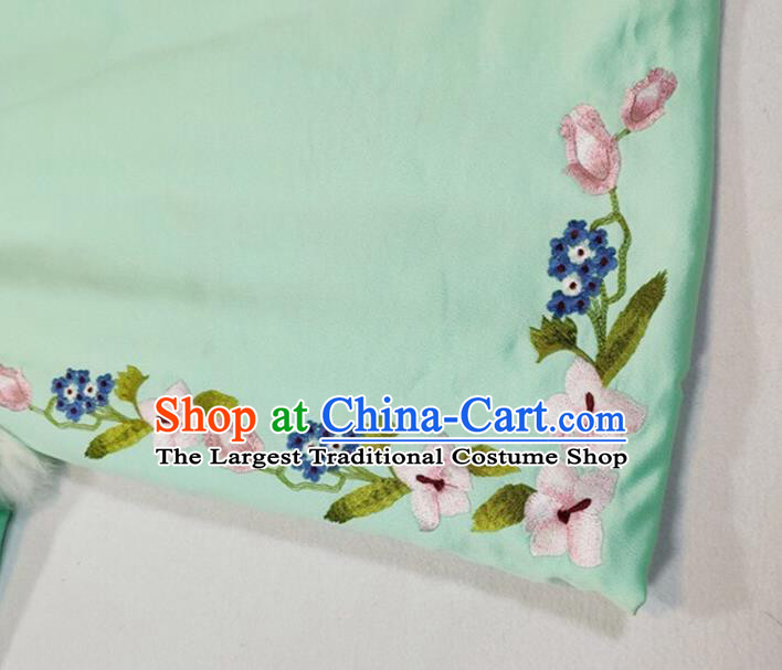 China Winter Tang Suit Coat Woman Outer Garment Traditional Embroidered Green Silk Cotton Wadded Jacket