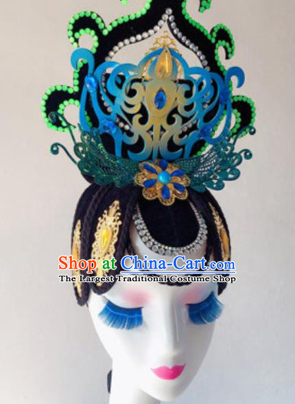 China Handmade Classical Dance Headdress Wig Chignon Traditional Stage Performance Hair Accessories