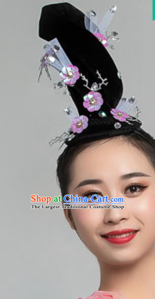 China Folk Dance Hair Clasp Traditional Stage Performance Headdress Handmade Yangko Dance Wigs Chignon