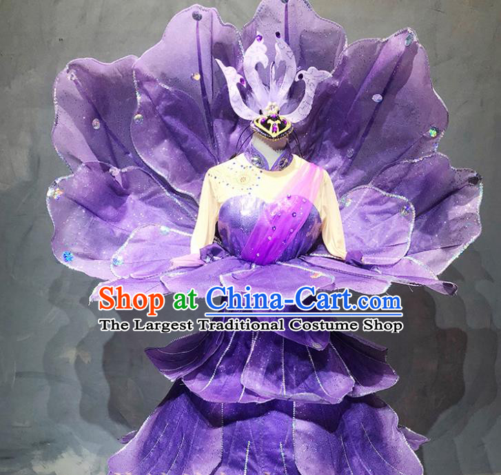 China Spring Festival Gala Opening Dance Purple Peony Dress Modern Dance Stage Performance Costume