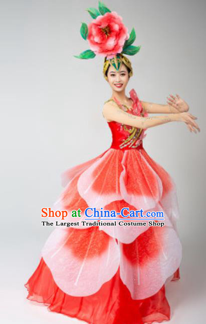 China Modern Dance Stage Performance Costume Spring Festival Gala Opening Dance Red Dress