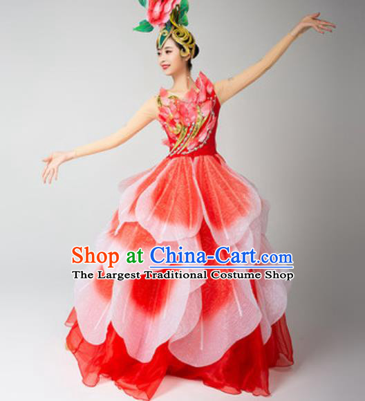 China Modern Dance Stage Performance Costume Spring Festival Gala Opening Dance Red Dress