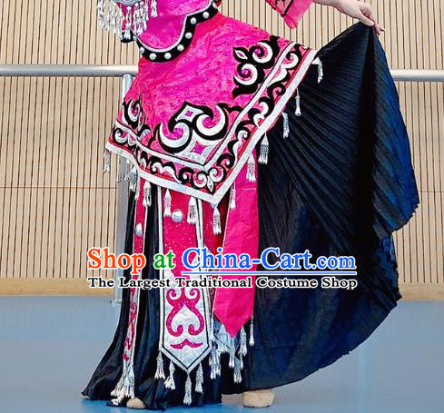 Chinese Miao Nationality Minority Wedding Bride Costumes Ethnic Folk Dance Rosy Dress Outfits