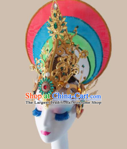 China Handmade Goddess Dance Stage Performance Hair Crown Classical Dance Hat Headdress