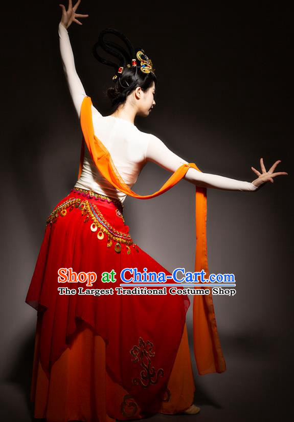 China Classical Dance Costume Flying Apsaras Dance Stage Performance Red Dress