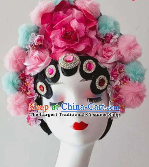 China Traditional Beijing Opera Hua Tan Headpiece Handmade Stage Performance Flowers Hair Crown