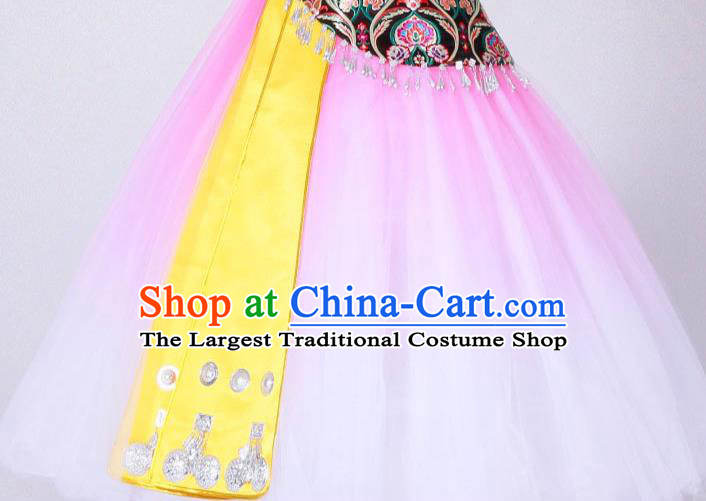 Chinese Miao Nationality Minority Folk Dance Costumes Ethnic Woman Stage Performance Pink Dress Outfits